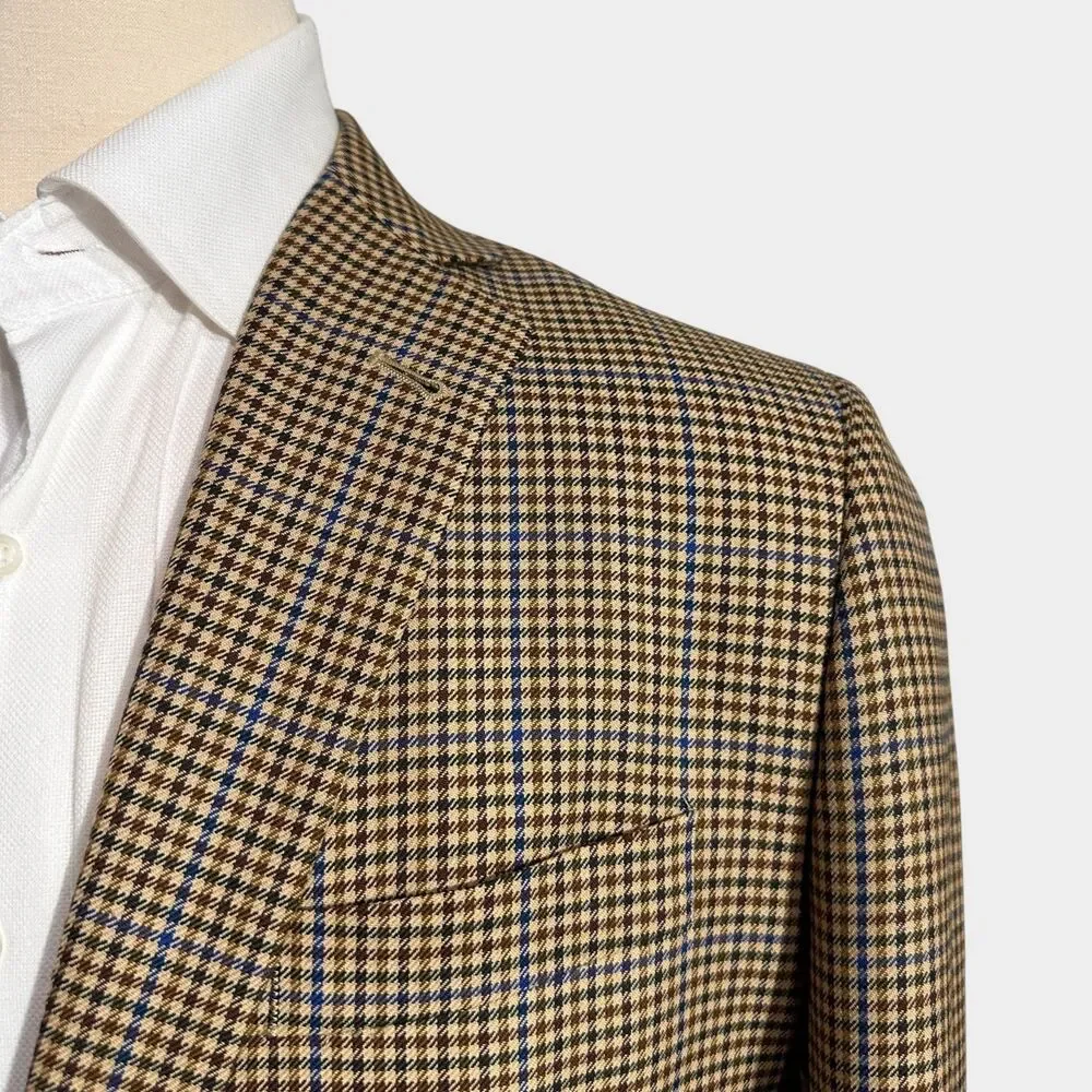 BROOKS BROTHERS Fitzgerald Mens Blazer Sport Coat Jacket 43R Brown Plaid Wool